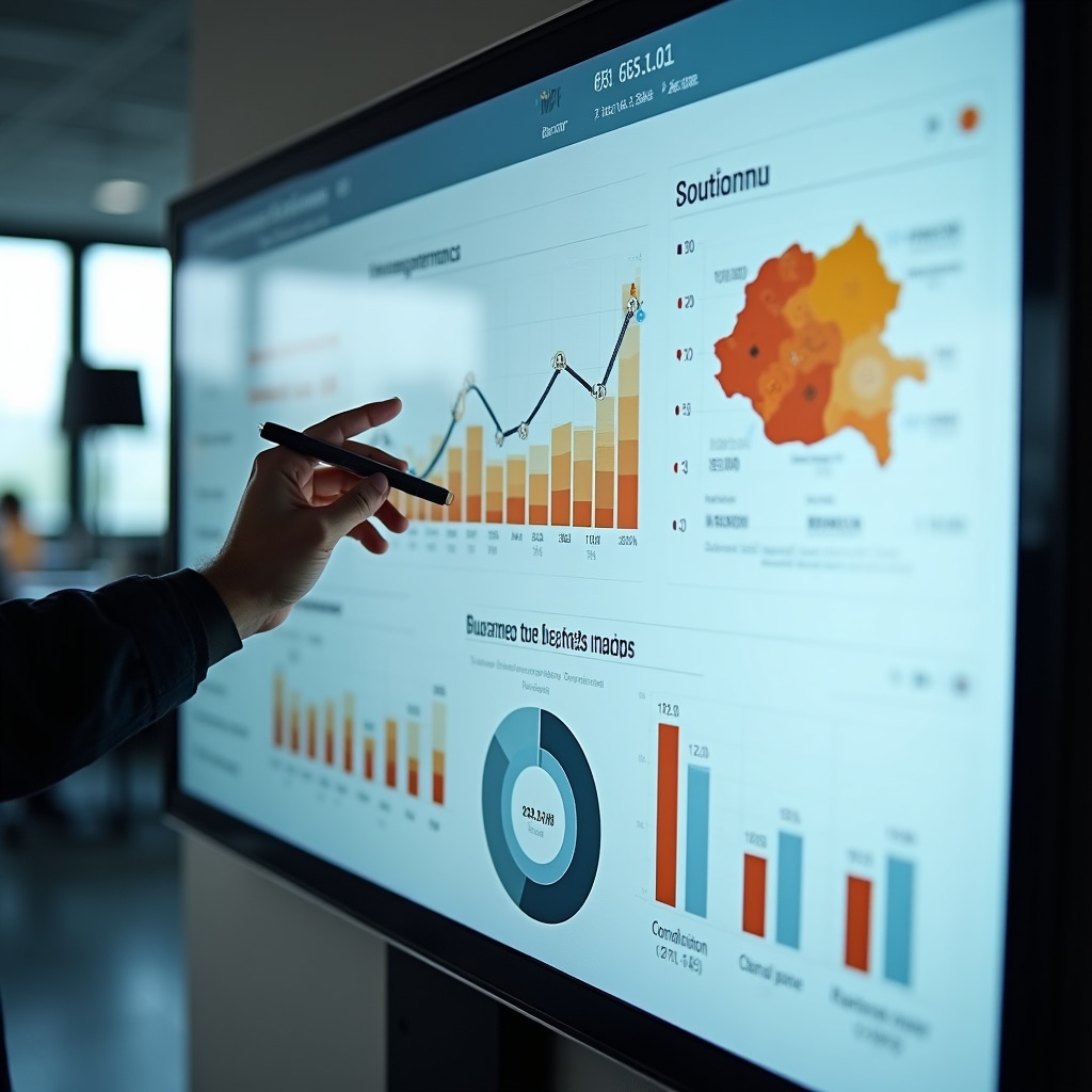 Ecran cu vizualizări de date interactive